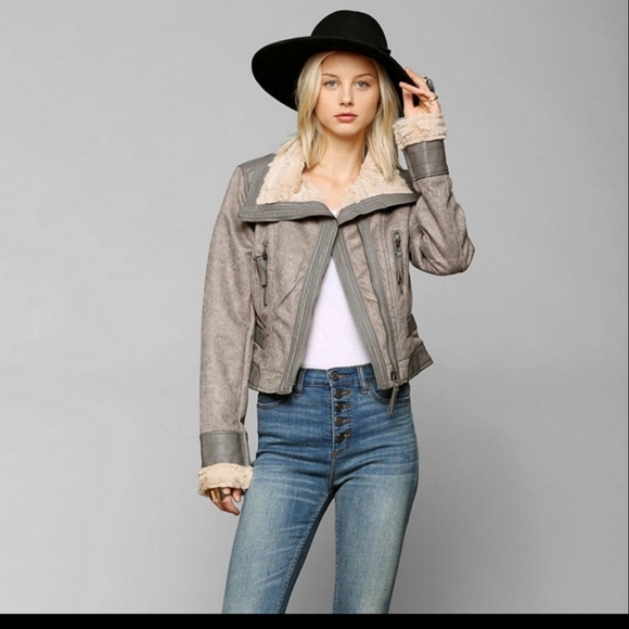 Members Only M grey faux fur lined coat jacket - Picture 2 of 9